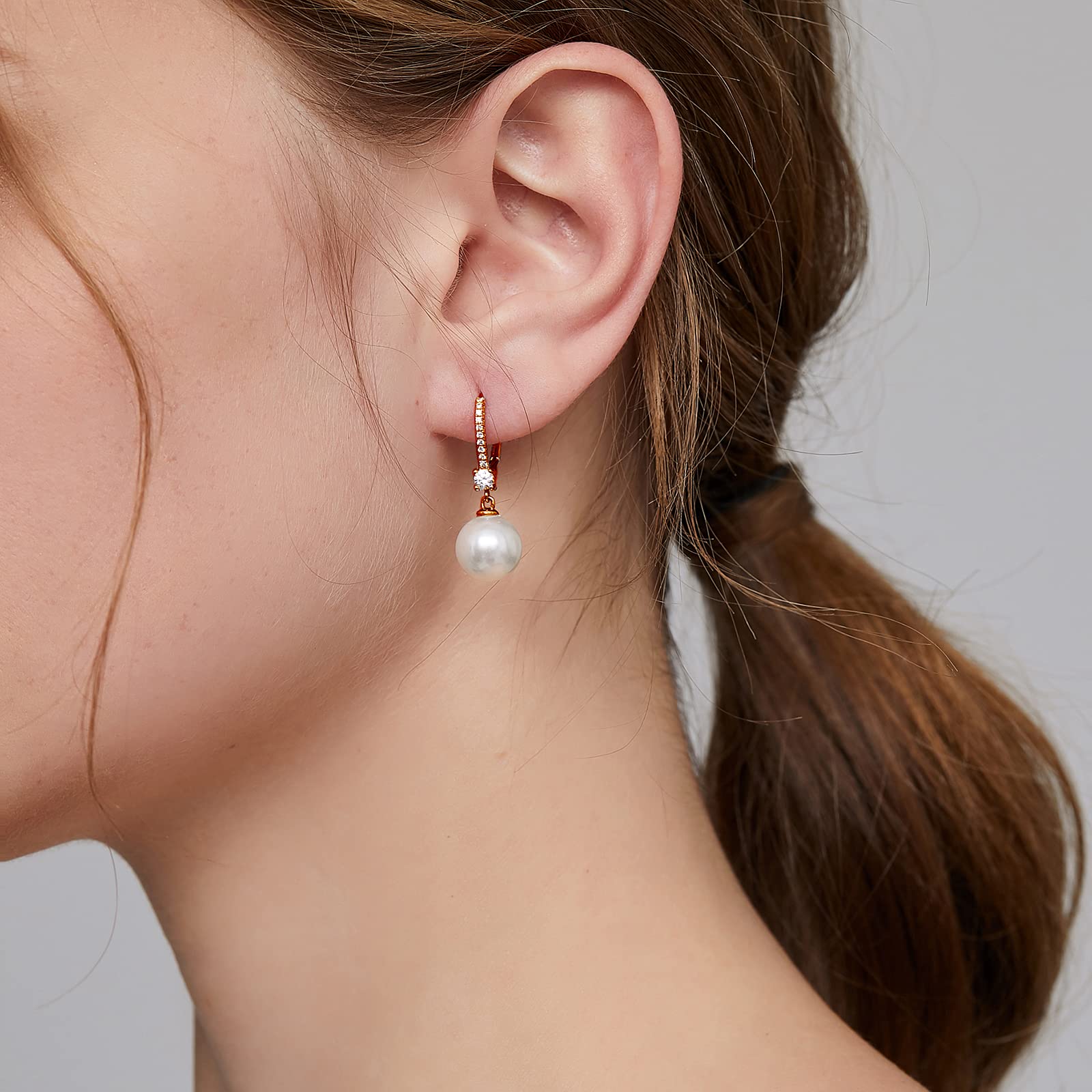 Jiamiaoi Orecchini di Perle da Donna, Orecchini Donna in Argento 925 con Perle Pendenti, Ipoallergenici Orecchio Gioielli per Ragazze Donne