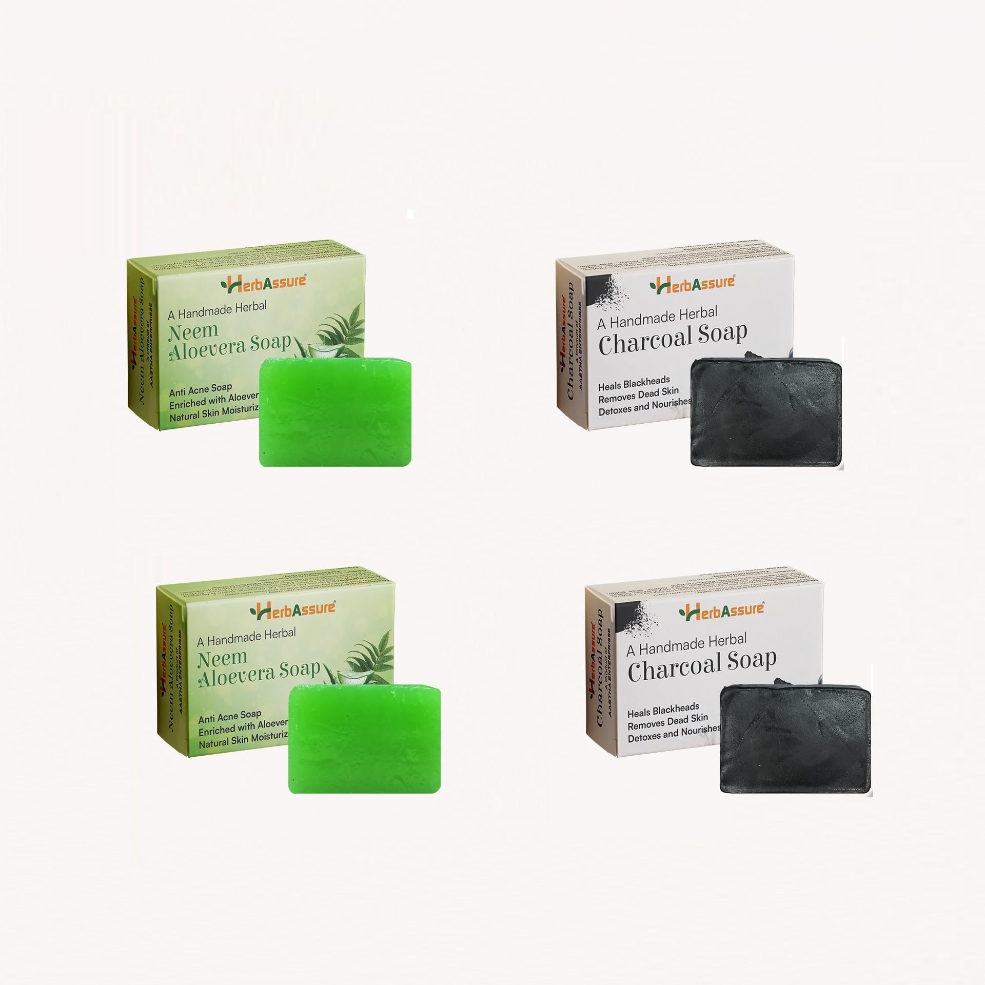 Handmade Neem Aloevera and Charcoal Soap Combo Pack, Natural Skin Care, 4 Pieces-image-28