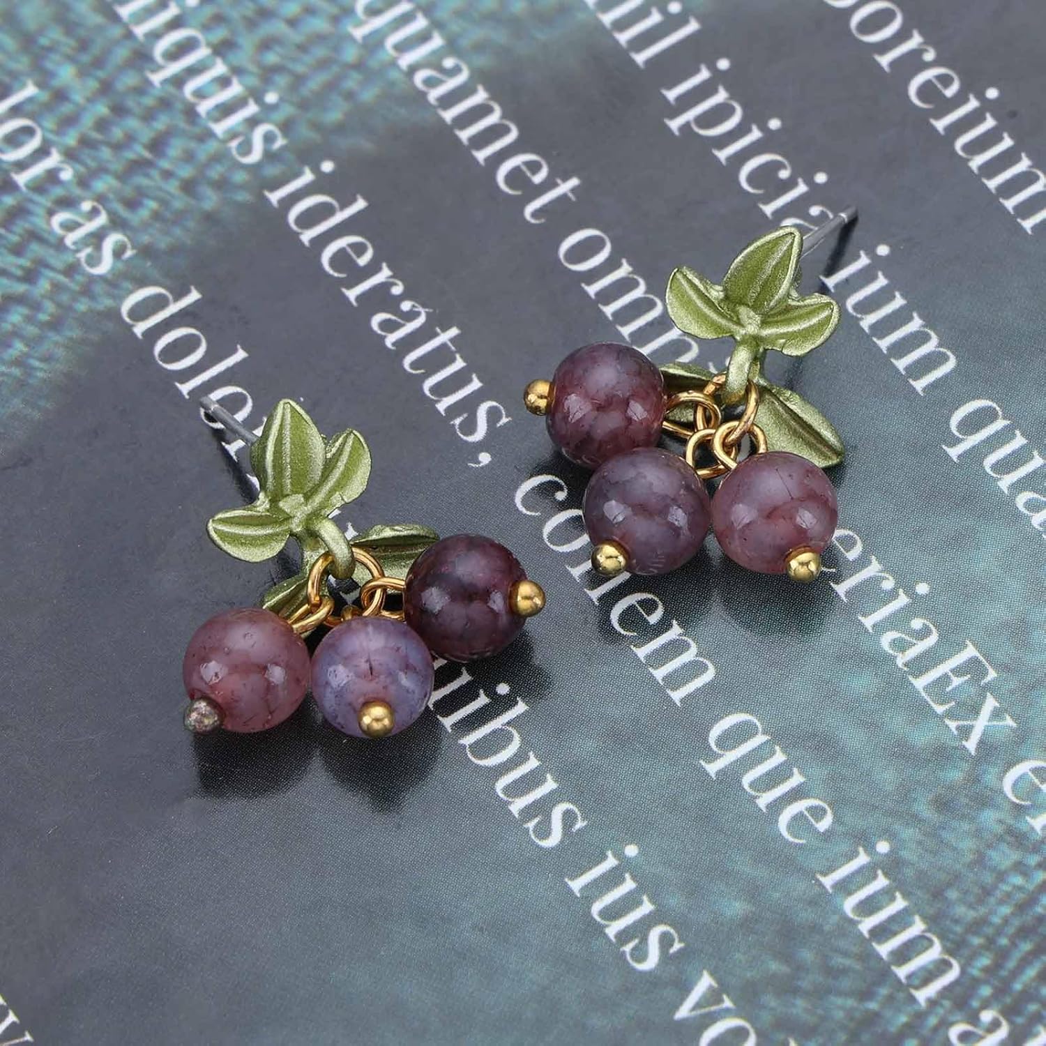 Vintage 3D Grapes Drop Earrings Small Grape Drop Earrings Purple Grapes Dangle Earrings Grape Fruit Earrings Raspberry Earrings Jewelry for Women - Image 3