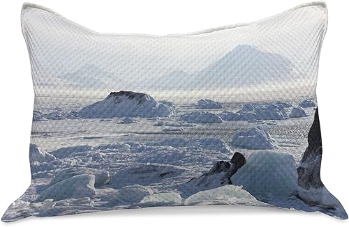 Ambesonne Alaska - Funda de almohada de punto, invierno ártico con foto de lago de hielo desde la parte norte del desierto frío, tamaño King