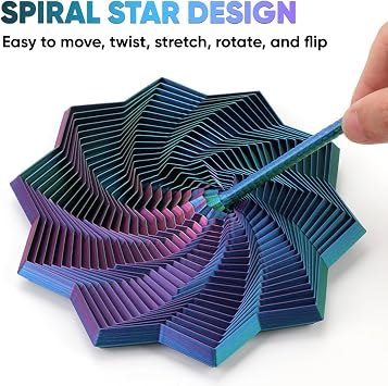 3d Printed Fidget Toy with Handle – Spiral Honeycomb Hexagon Toy – Vertical Silky Spinner for Anxiety Management – Colorful 11 Cm Foldable Fidget for Adults