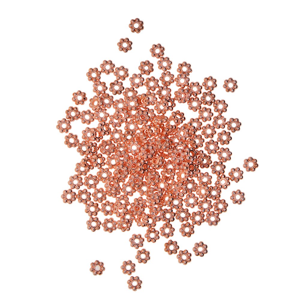 100 Pieces Rose Gold Snowflake Flower Spacer Beads Jewelry Findings DIY 6mm, Rosegold