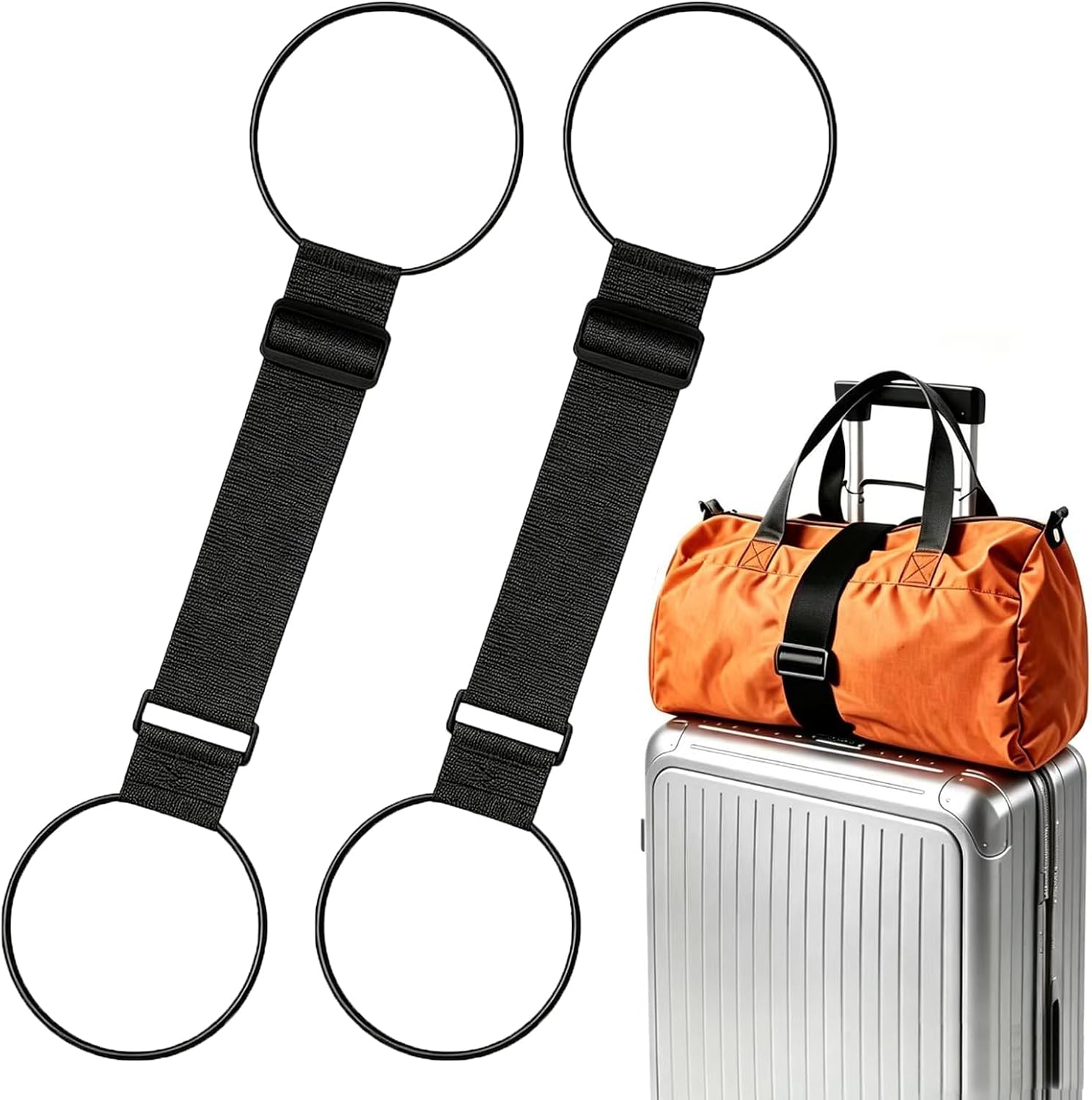 ZHEXI Luggage Straps for Suitcases, Connect Two Packages for Travel（Black） | Adjustable Bungee Elastic Belte, Flexible and sturdy Luggage Accessories, luggage connector straps Travel Essentials