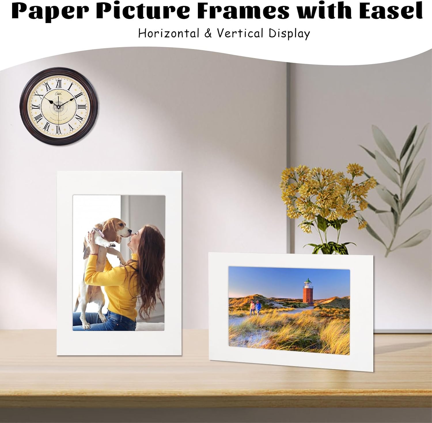 JMUQ 100 Pack Paper Picture Frames 4x6, White Picture Frames Cardboard Pictures Frame with Easel, Bulk Paper Pictures Frame for Wedding, Graduation, DIY Classroom Crafts