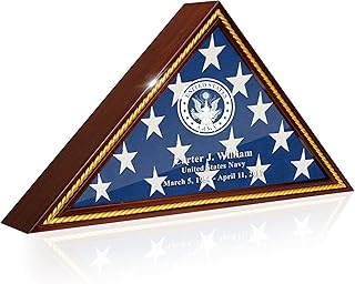 SmartChoice Officially Licensed U.S. Army Flag Display Case – Solid Wood Military Flag Case with Personalized Engraving – Veteran, Memorial & Retirement Gift – Fits 5’ x 9.5’ Folded Flag (Mahogany)