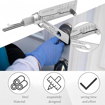 Master Key Decoder Lock Picking Tool,2-in-1 Stainless Steel Lock Pick