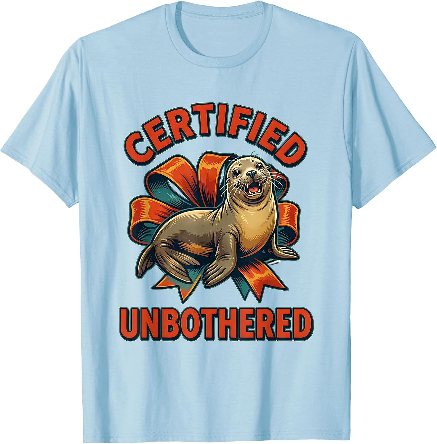 Men's Certified Unbothered Retro Advertising Seal Meme Humor T-Shirt image 3