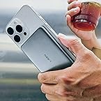 LISEN Magsafe Powerbank 0.8 Ultra Slim Magnetic All Alloy 5000mAh Wireless Magsafe Power Bank MagSafe Battery for iPhone 16 Pro Max 16 Pro 16 iPhone 15 14 13 12, Glacier Gray