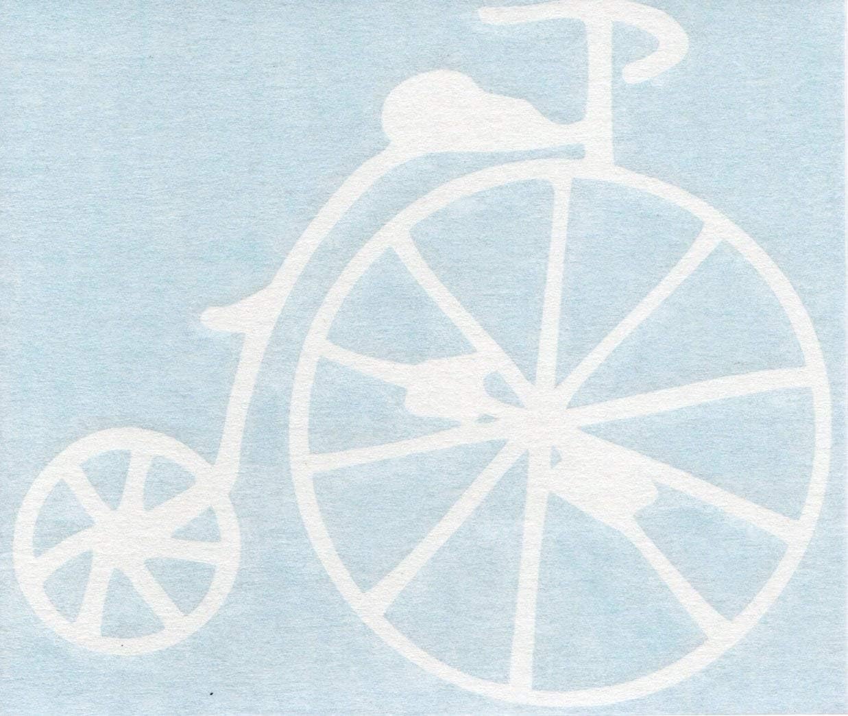 Penny-Farthing Bicycle - High Wheel Wheeler Ordinary Retro Vintage Antique - Cars Trucks Moped Helmet Hard Hat Auto Automotive Craft Laptop Vinyl Decal Window Wall Sticker 04075
