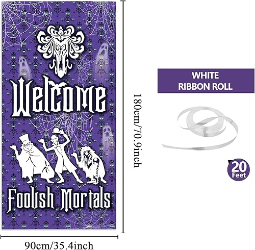 Miniatura 3 de Haunted House - Decoración de Halloween para puerta, 6 x 2.9 pies, decoración de casa embrujada, decoración de casa embrujada, cubierta interior