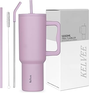 KELVEE 40oz Tumbler with Handle and Straw Lid, Reusable Cup Leakproof Iced Coffee Sipper Mug for Keeping Beverages Water P Price In India