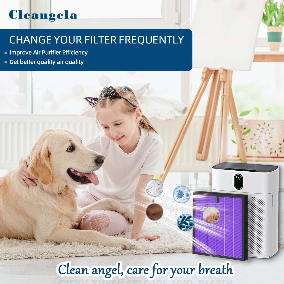 4 Pack HY4866 Air Purifier Replacement Filter for MORENTO HY4866, WESTHEY HY4866, YIOU M1 Air Cleaner Purifiers, HY4866 Filter Replacement Multifunction Version Air Purifier Filters + 1 Cleaning Brush - Image 6