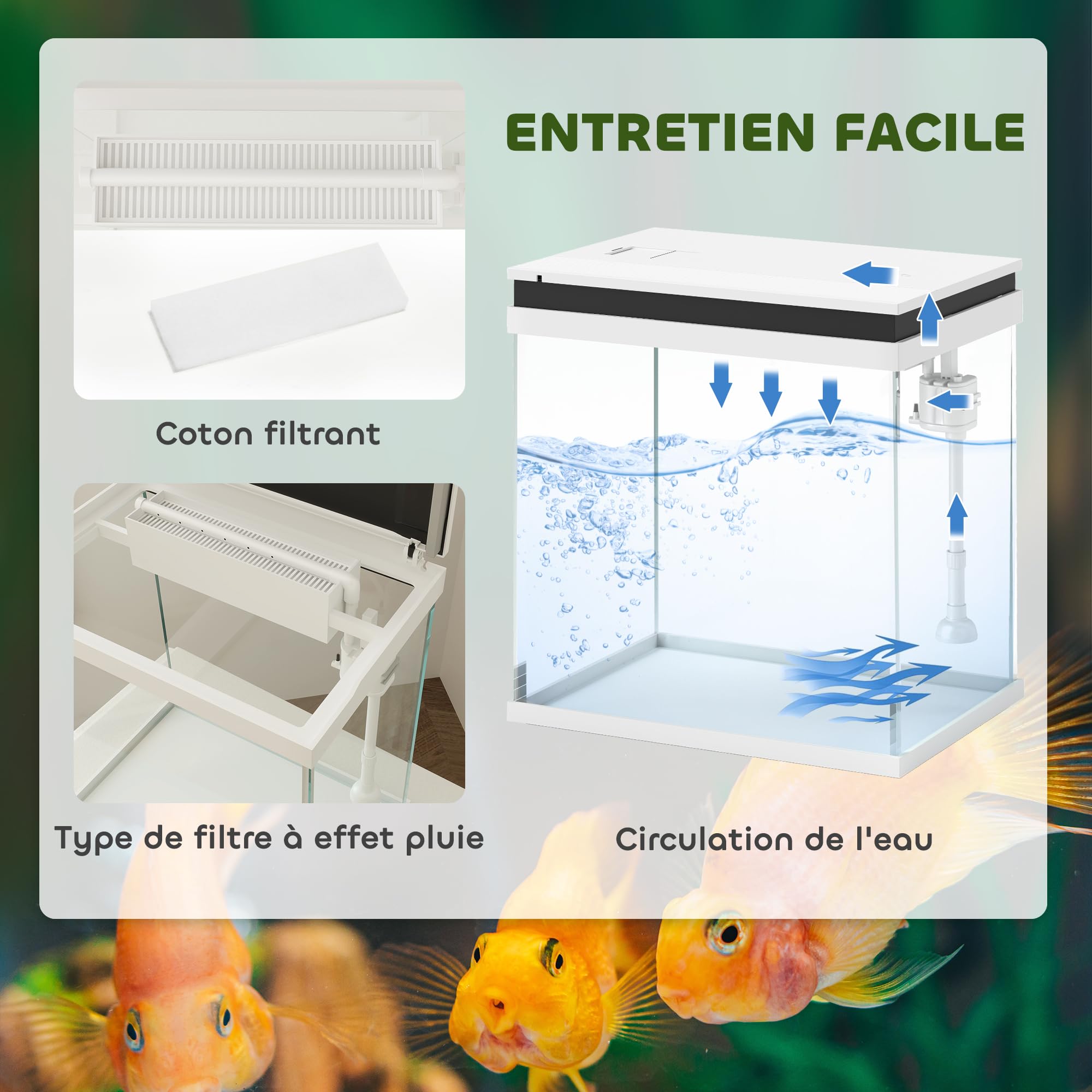 PawHut Acuario pequeño Completo 14L, Acuario de Cristal, con Sistema de filtración, iluminación LED, Bomba de Agua, Tapa, para Peces Tropicales, Rojo, Blanco | Sistema de Filtración, Bomba de Agua, Tapa, para Peces Tropicales, Rojos