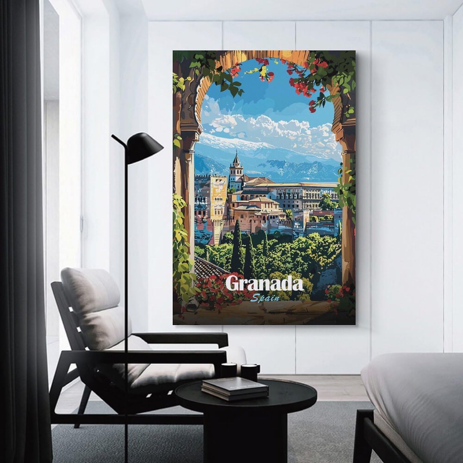 Junmoney Granada, Spain Cityscape Wall Art Print 24x36inch(60x90cm), for Hallway, Entryway Or Landing, Wall Decor to Refresh Empty Corners, for Cosy Room Updates