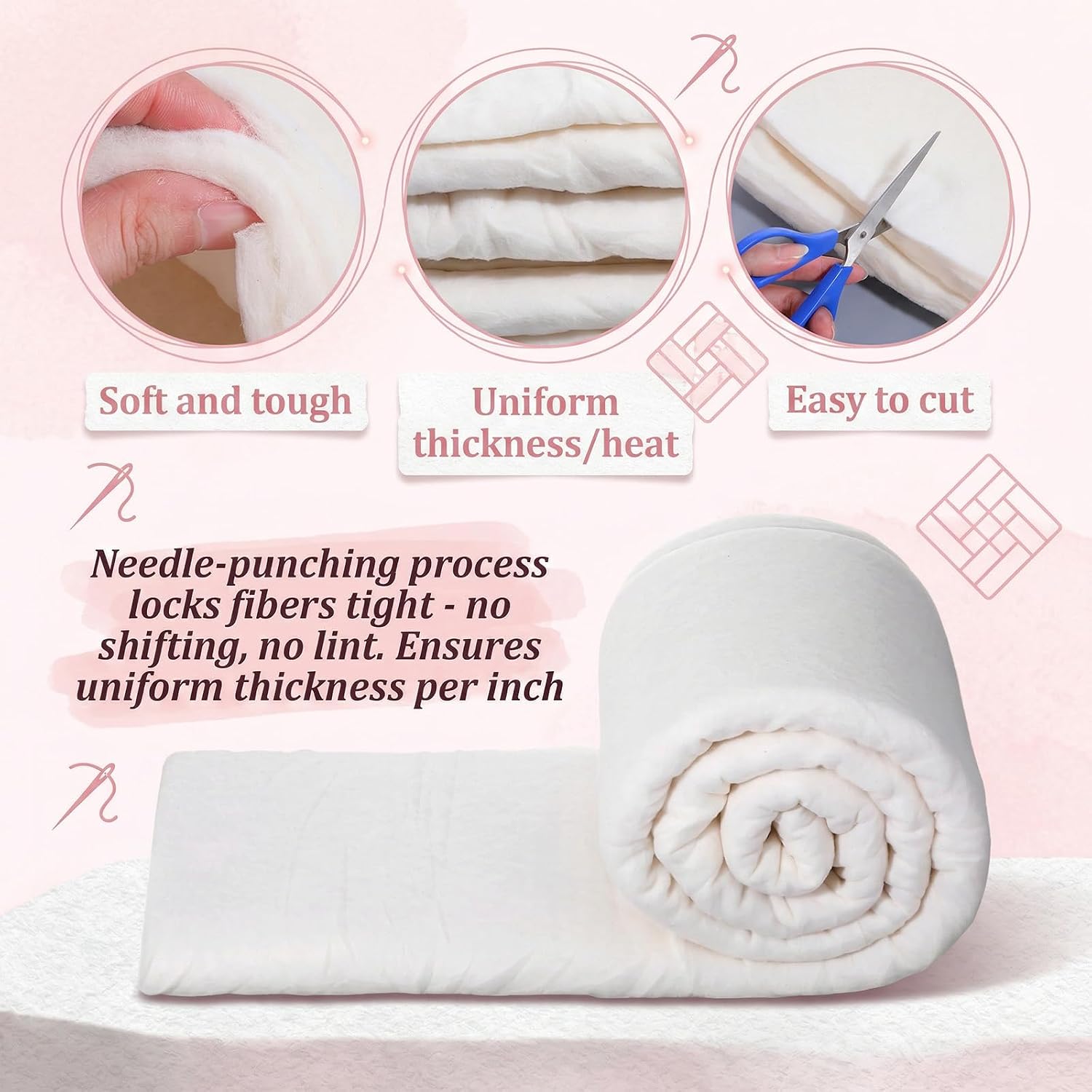 59 x 79 Inch Natural Cotton Batting for Quilting Sewing Crafting & DIY Projects, Light Weight Purely Natural Cotton Quilt Batting for Quilts, Craft and Wearable Arts