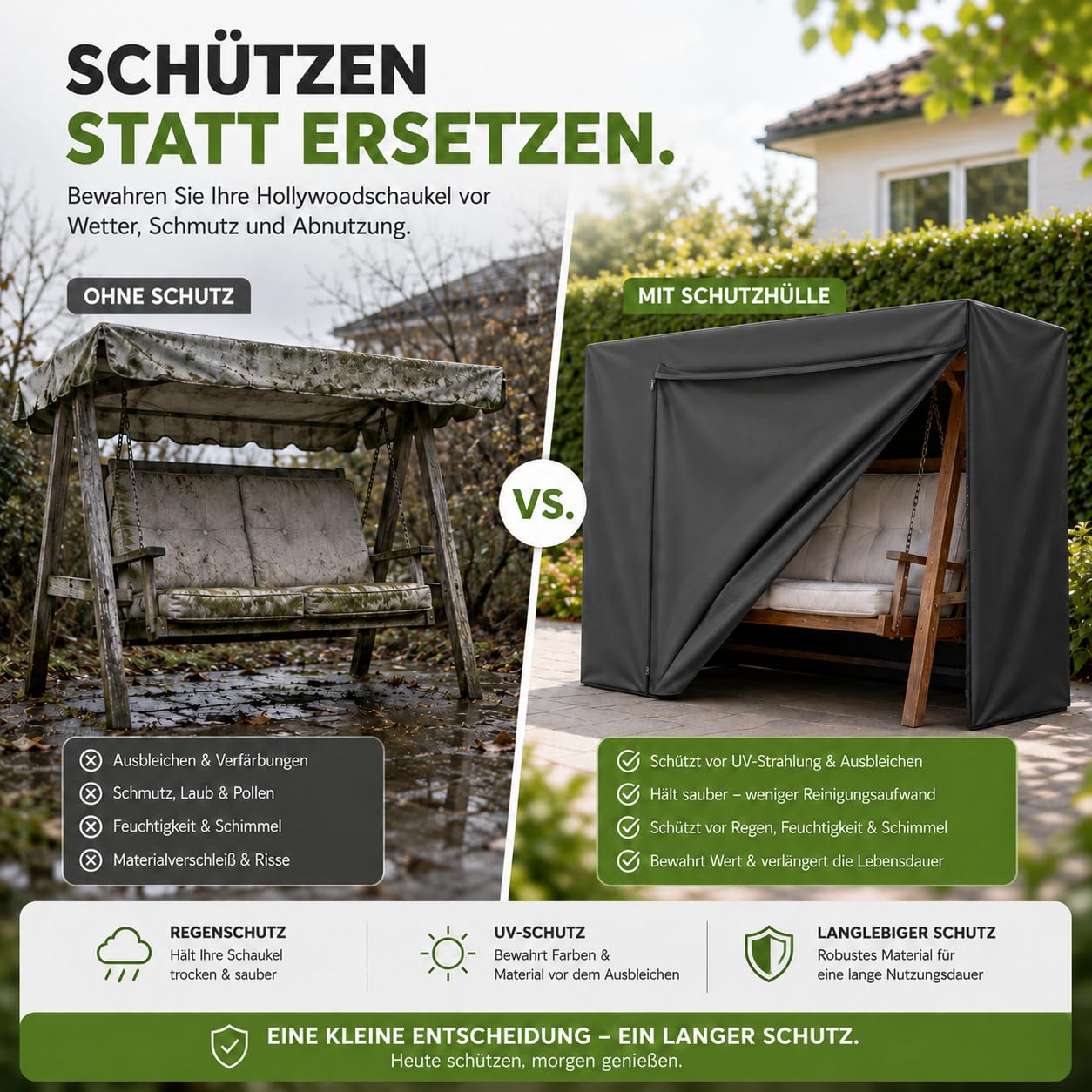 Bâche pour balancelle de jardin 2,3,4 places, 210 x 150 x 150 cm, housse imperméable à l'eau, coupe-vent et protection UV – Housse de protection indéchirable (1)