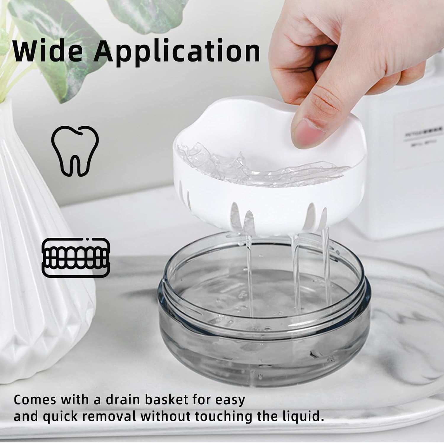 Leak Proof Denture Cup Kit Portable Retainer Case for Travel,
