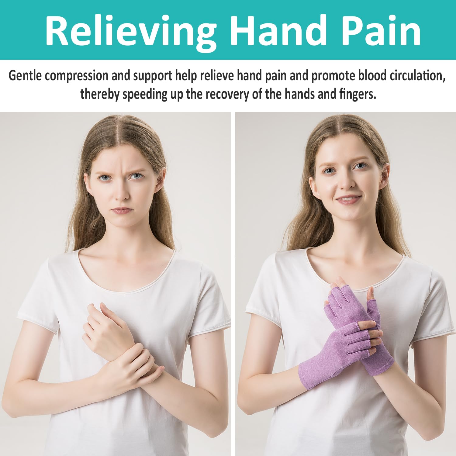2 pares de guantes de compresión sin dedos para artritis para aliviar el dolor de manos, reumatoides, osteoartritis, tendinitis, túnel carpiano para mujeres y hombres para el trabajo diario