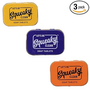 SqueakyClean Hand Made 30 Soap Tablets in Each Tin | Single Wash Hygiene Bar | Hand Care | Convenient | Office, Travel & Pocket Friendly | Combo of 3 Assorted Fragrance