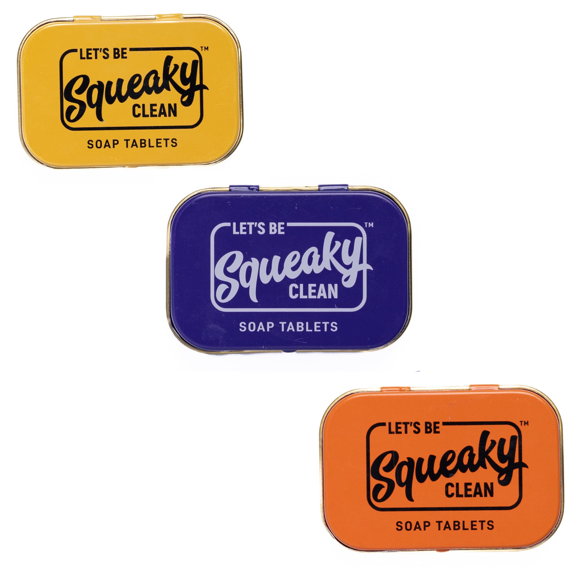 SqueakyClean Hand Made 30 Soap Tablets In Each Tin | Single Wash Hygiene Bar | Office, Travel & Pocket Friendly | Combo Of 3 (Lemon, Lavender And Orange Fragrance), 10 grams