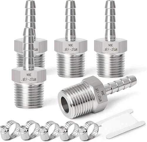 Miniatura 63 de TAISHER 1 PIEZA Accesorio de Manguera Codo de Acero Inoxidable 304 de 90 Grados - Púa de 1" x Púa de 1" para Combustible/Aire/Líquido/Gas con 2