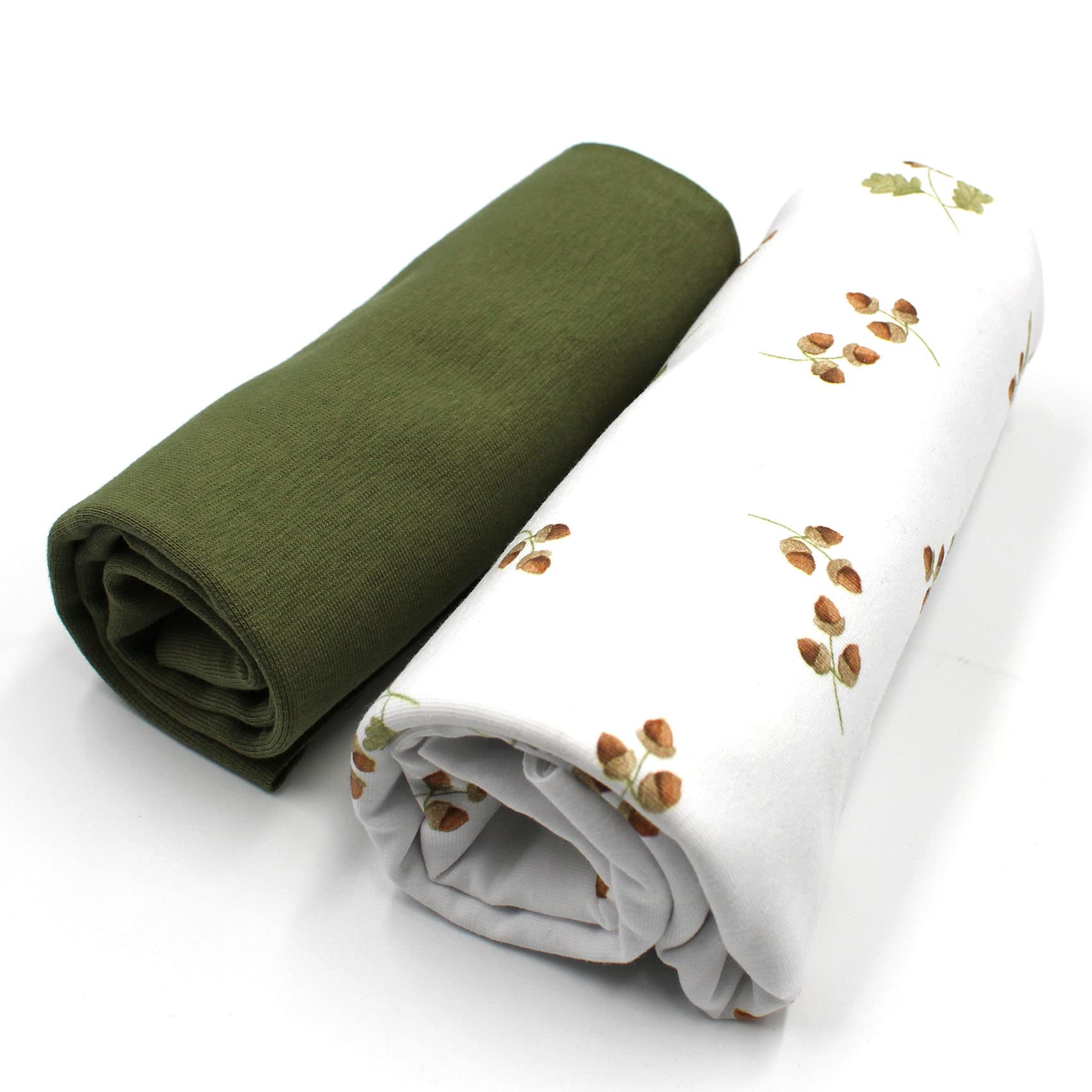 Fabric Package 0.5 m Jersey + 0.5 m Cuff Fabric for Sewing Children's Clothes Jersey Fabric (Hazelnut Branches + Pickle Set 64)