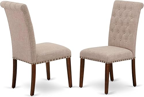 Miniatura 4 de East West Furniture DUBR7-MAH-04 - Juego de comedor de 7 piezas consta de una mesa de comedor rectangular y 6 sillas Parson tapizadas de tela de