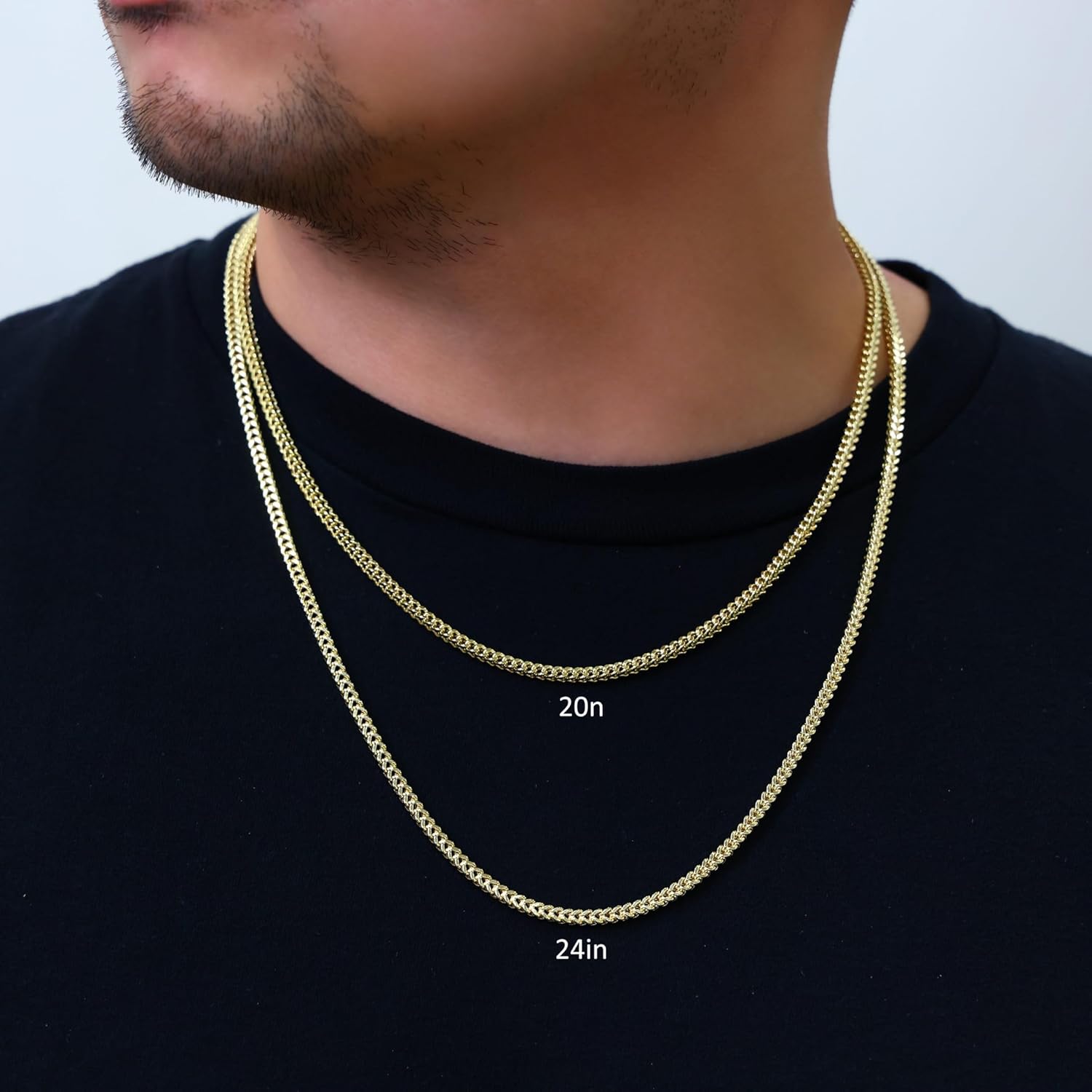 Nuragold 10k Real Yellow Gold Franco Square 3mm Box Chain Wheat Chain Necklace (18"-30") Italian Jewelry for Men & Women