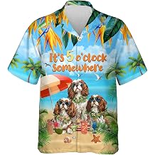 It's 5 O'clock Men's Hawaiian Shirts - Cute Dog Casual Short Sleeve Button Down Unisex Hawaiian Shirts Set 29