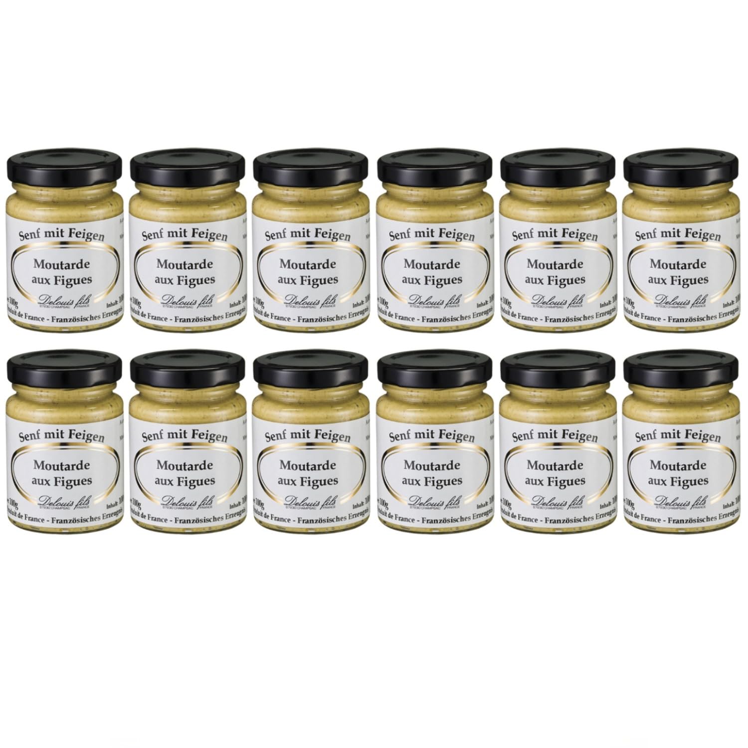 Delouis Moutarde aux Figues Senf mit Feige Frankreich inkl. FeinWert E-Book (12 x 100g)