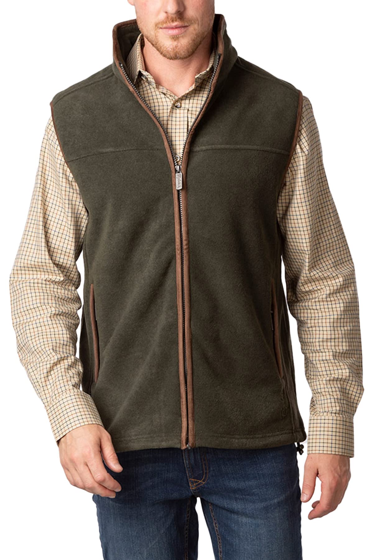 Rydale Men's Khaki Huggate Fleece Waistcoat Gilet Bodywarmer Sleeveless Jacket Fleece Gilets (M, )