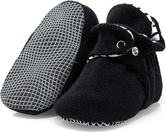 Ella Bonna Mini Fleece Booties with Non Skid Bottom | Flexible | for Baby Boys Girls Toddlers