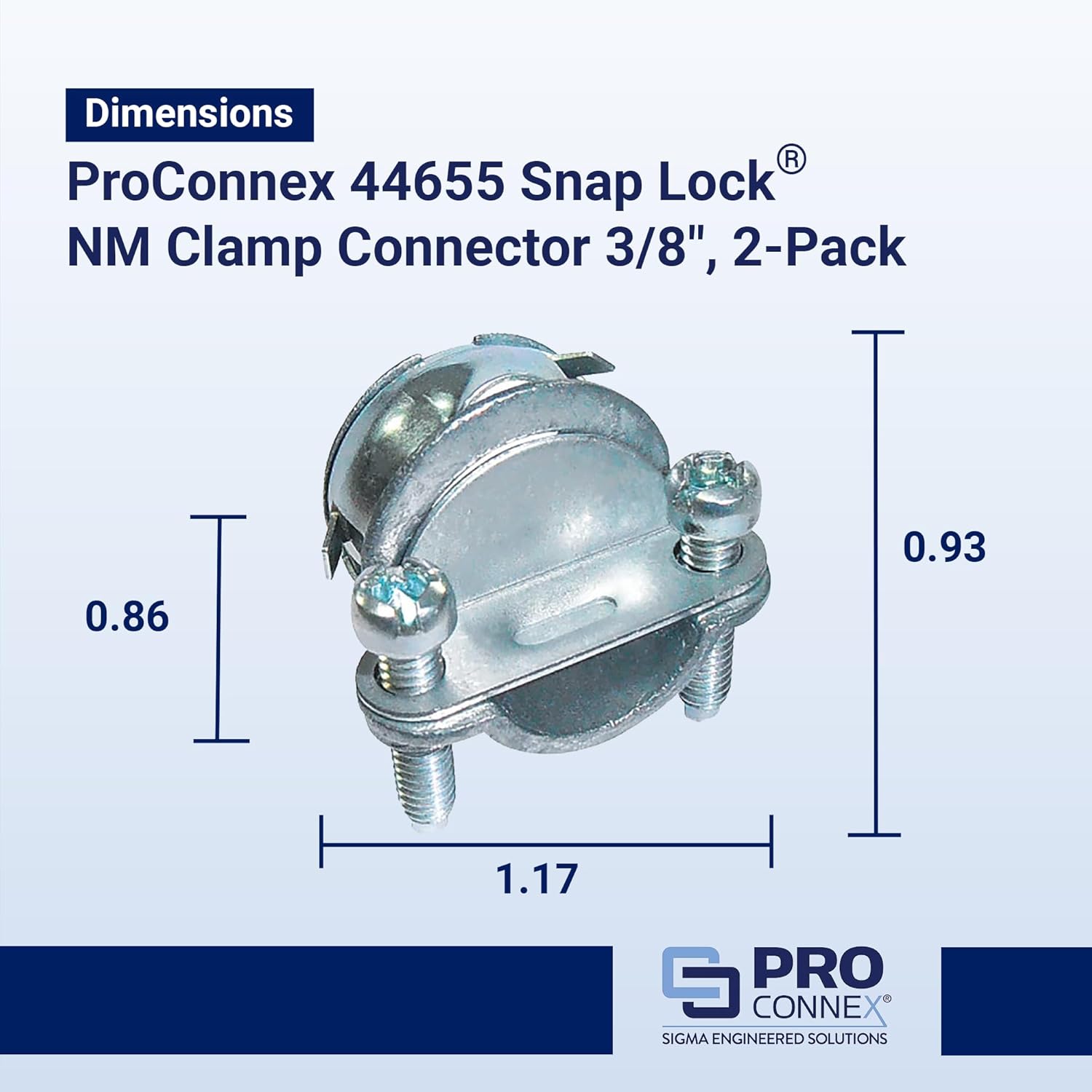SIGMA ENGINEERED SOLUTIONS ProConnex 44655 Snap Lock NM Clamp Connector 3/8", 2-Pack