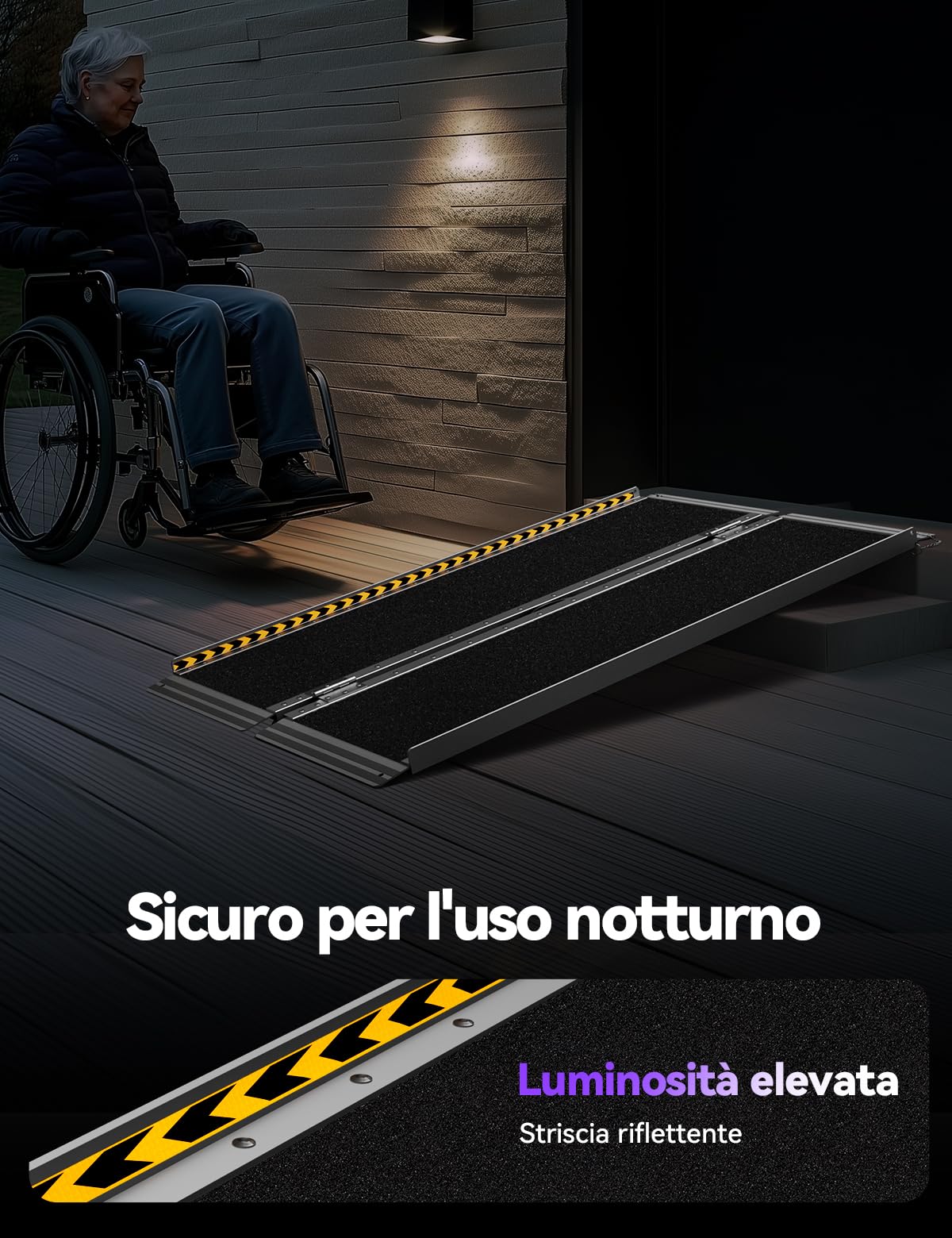 FACHNUO Rampe per Carrozzine 91 cm, 362KG, in Alluminio Pieghevole per Carichi Pesanti con Cerniere Antiscivolo per Scooter, Scale, Veicoli, Carrelli e Passeggini