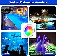 Vista 7 de Luz de piscina de 10 pulgadas para piscina enterrada, luz LED de piscina enterrada de 12 V CA, aplicación Wi-Fi Bluetooth, controlador y control