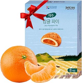 JEKISS Jeju Island Tangerine Pie - Authentic Korean Snack Dessert, Juicy Mandarin Jam Filled, 7.90oz 8 Individually Packed Pies