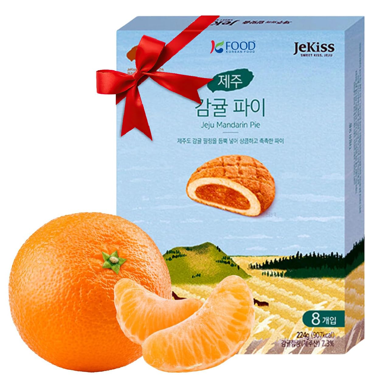 Korean Food JEKISS Jeju Island Tangerine Pie (7.90oz, 8ea) from Jeju Island, Korean Dessert, Korean Snack, gift from Korea, Individually packed