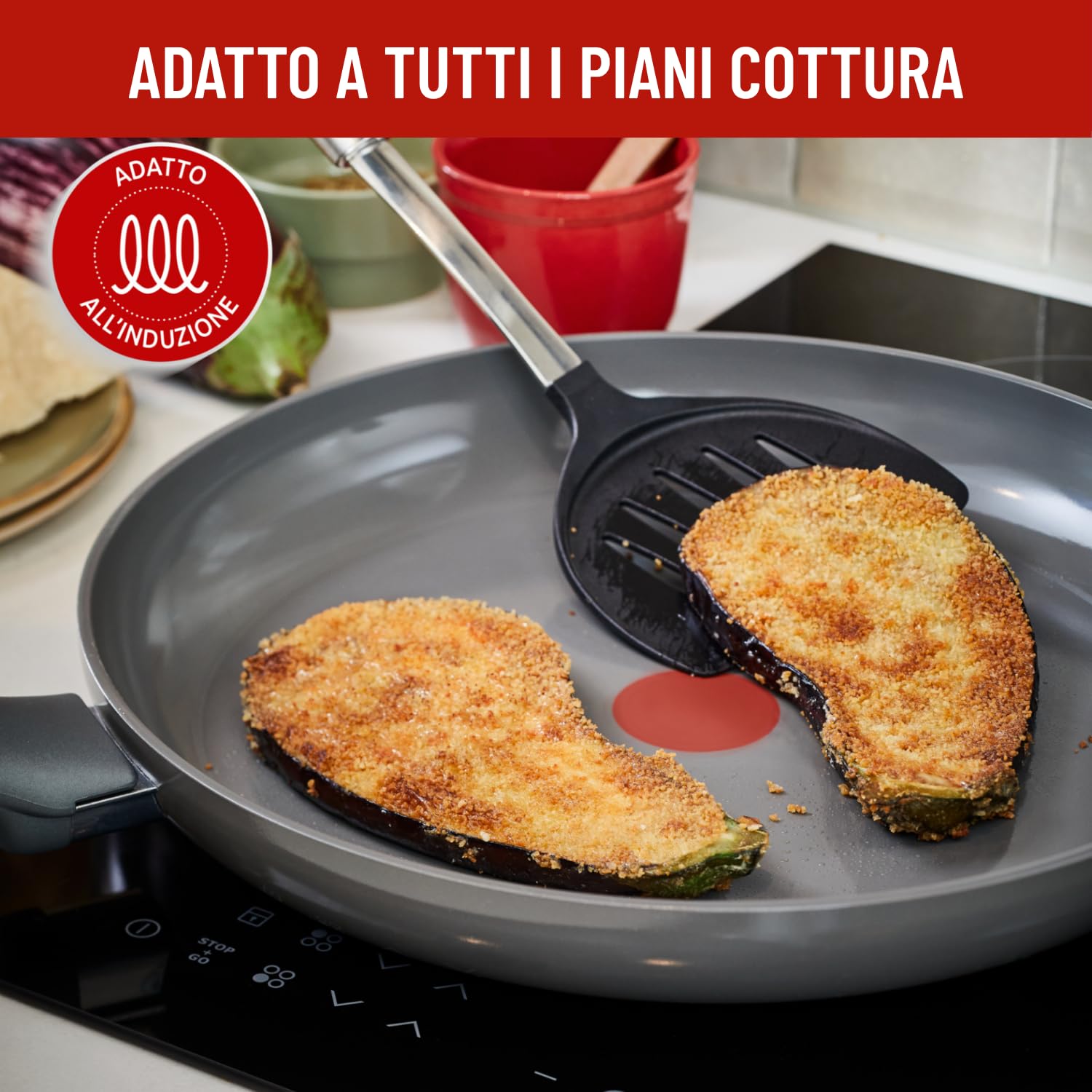 Lagostina Risorsa, Set Padelle Antiaderenti, 3 Padelle 20, 24 e 28 cm con Rivestimento in Ceramica, Padelle Antiaderenti Compatibili con Gas e Induzione, Tecnologia Thermosignal, Cottura Senza Grassi
