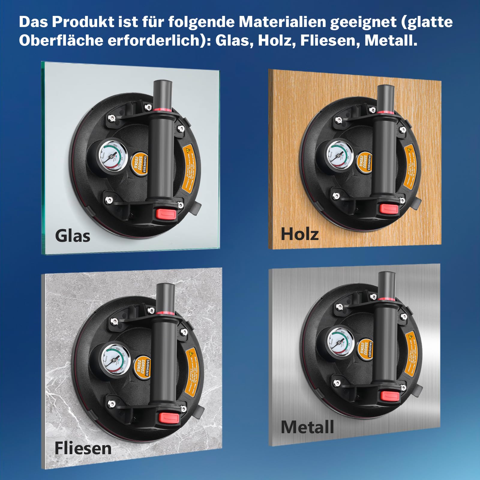 Set van 2 8 inch zuiglifters glaslifter zuighouder met manometer