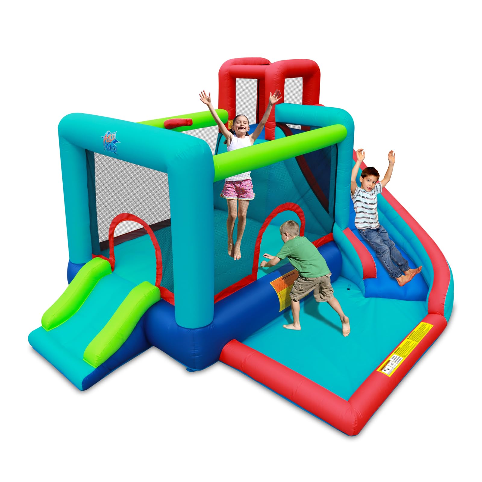 Action Air Bounce House - Inflatable Bouncing House with Blower for Indoor & Outdoor - Jump Bouncy Castle with Slide - Big Bouncy Area, Love for Kids