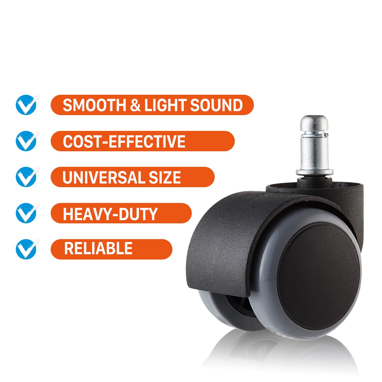 2 Inch Office Chair Caster Wheels Replacement Set of 5 Floor Protecting