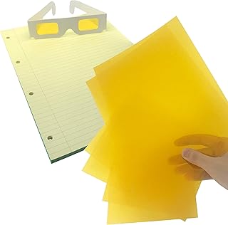 Yellow Overlay Starter Pack - Coloured Overlays, Coloured Paper A4 Pad & Tinted Glasses | Reading Aids To Help Visual Stress Relief | A4 Paper, Eye Glasses & Coloured Overlays For Reading