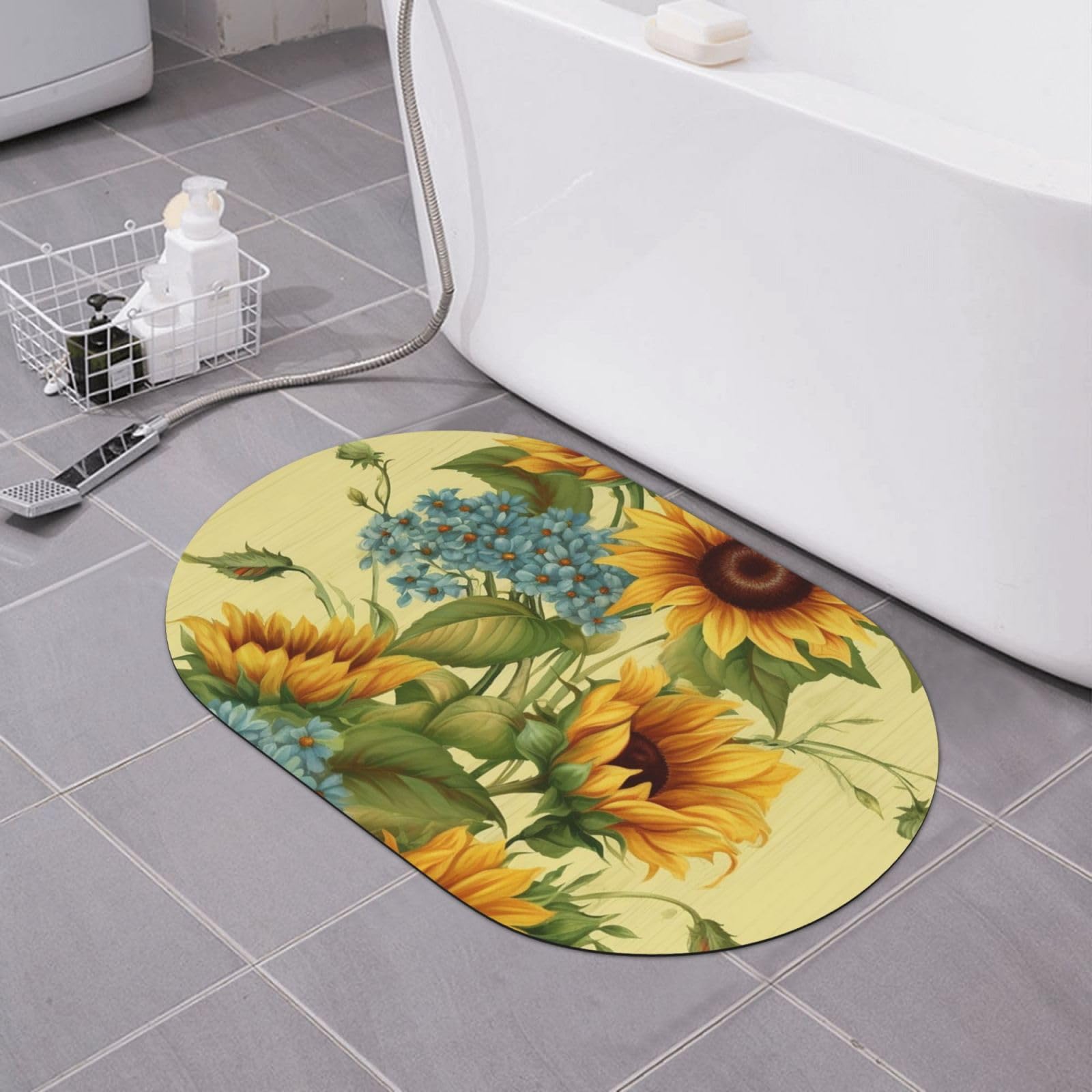 Paillasson absorbant tournesols à séchage rapide pour bain