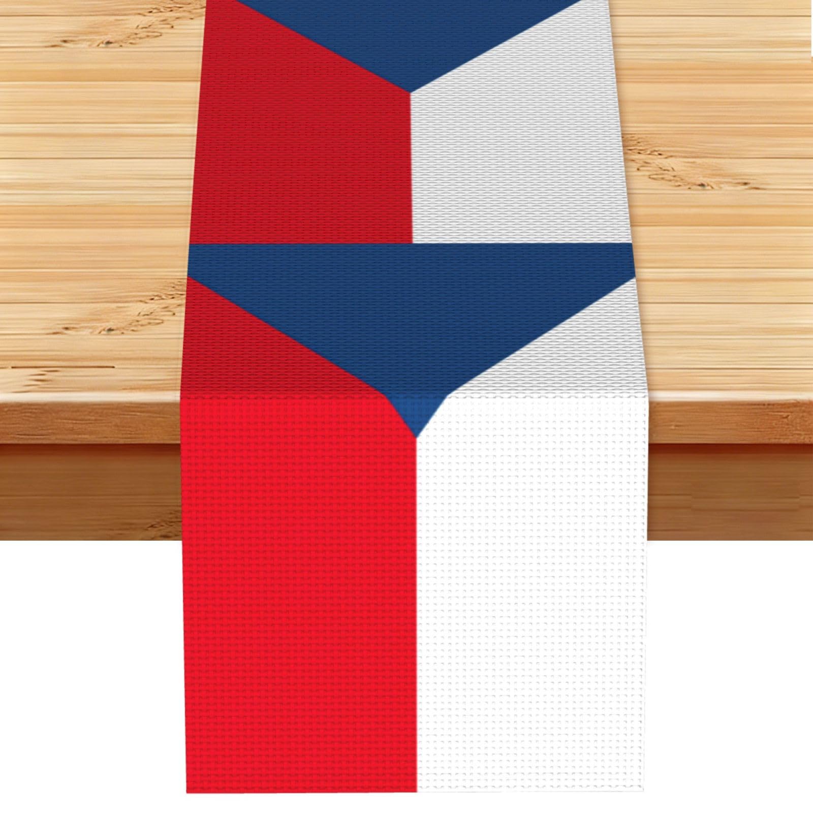 Flag of the Czech Republic Printed Dining Table Runner 13x72 Inch, Non-Fading Decor for Kitchen Dresser Fireplace Mantel