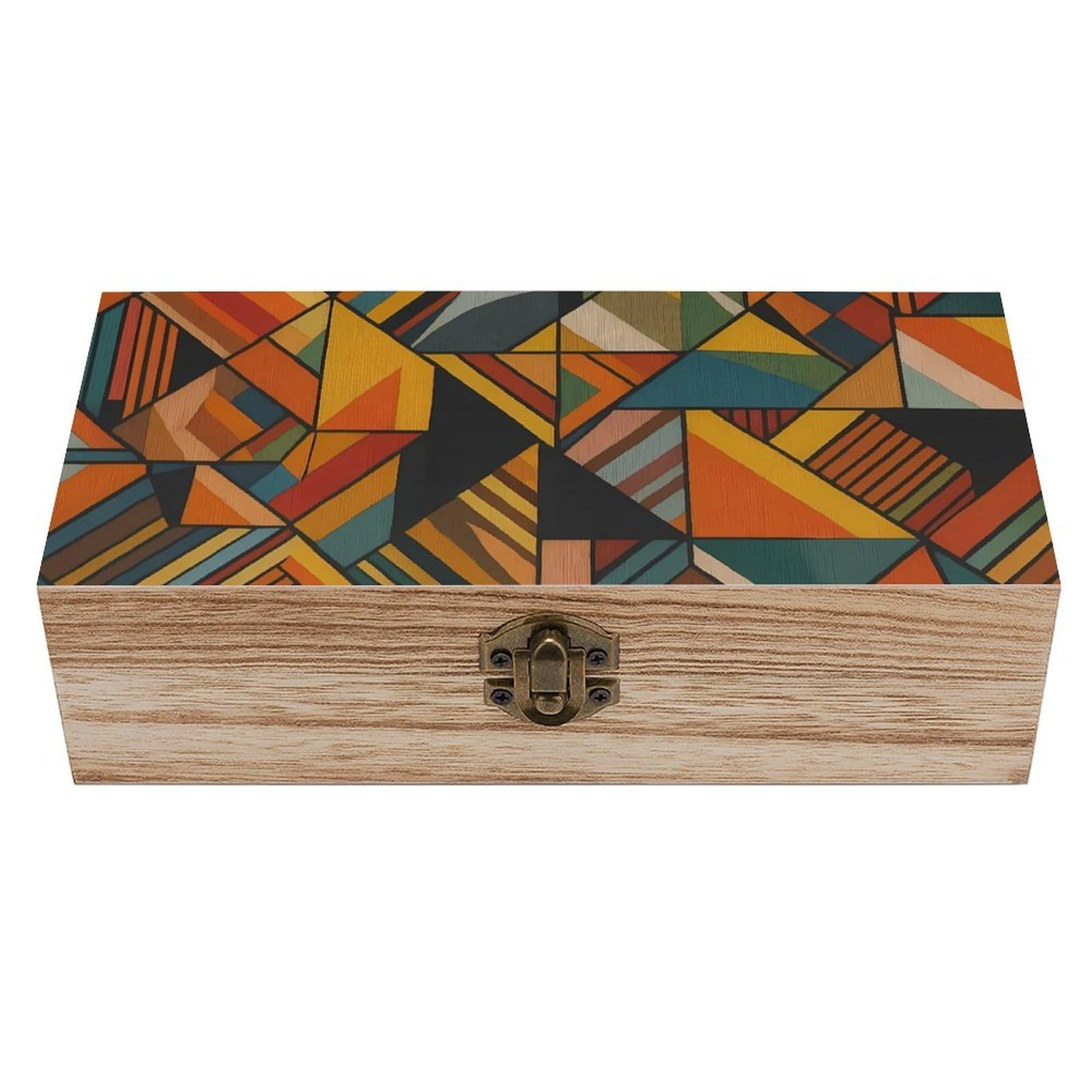 HLBSDM Mid Century Aesthetic Geometric Retro Wooden Storage Box Jewelry Art Gift Boxs Decorative Keepsake Boxes