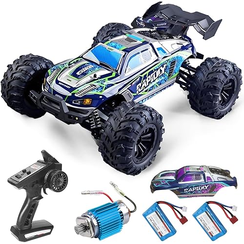1:16 Scale RC Car for Adults, 25+ MPH High Speed, 4WD Waterproof Off-Road All-Terrain RC Truck with 2 Batteries & 2.4GHz Controller (1:16 Scale Carbon Brush)