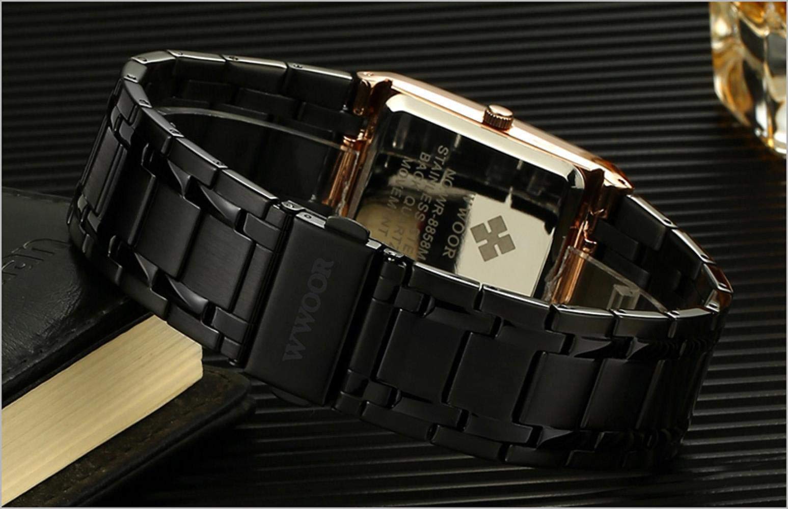 Ourui Orologi Da Polso,Orologio Impermeabile Da Uomo Al Quarzo Con Cinturino Quadrato In Acciaio Inossidabile, Interamente In Oro