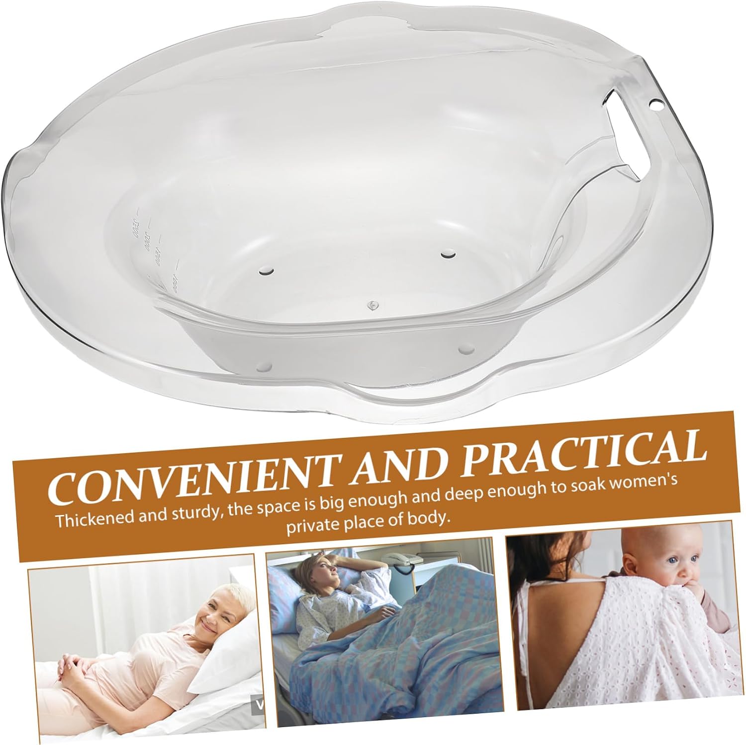 Mikinona Ergonomic Sitz Bath Basin for Postpartum Care Pregnant Women and Patients Wide Spill-Resistant Soaking Tub for Private Cleansing Over Toilet Use