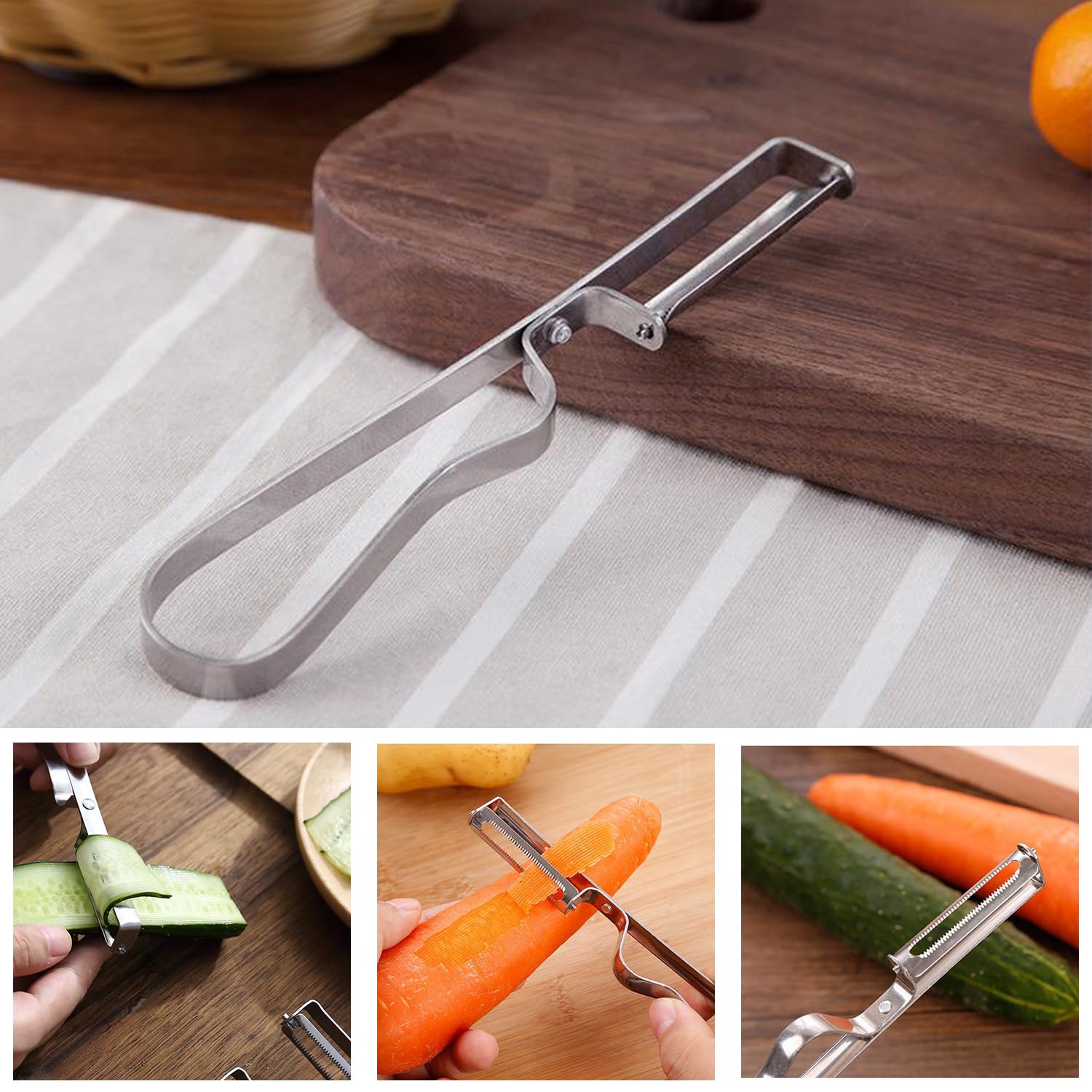 Pelapatate Extra Largo In Acciaio Inox - Per Verdure E Frutta | Manico Antiscivolo