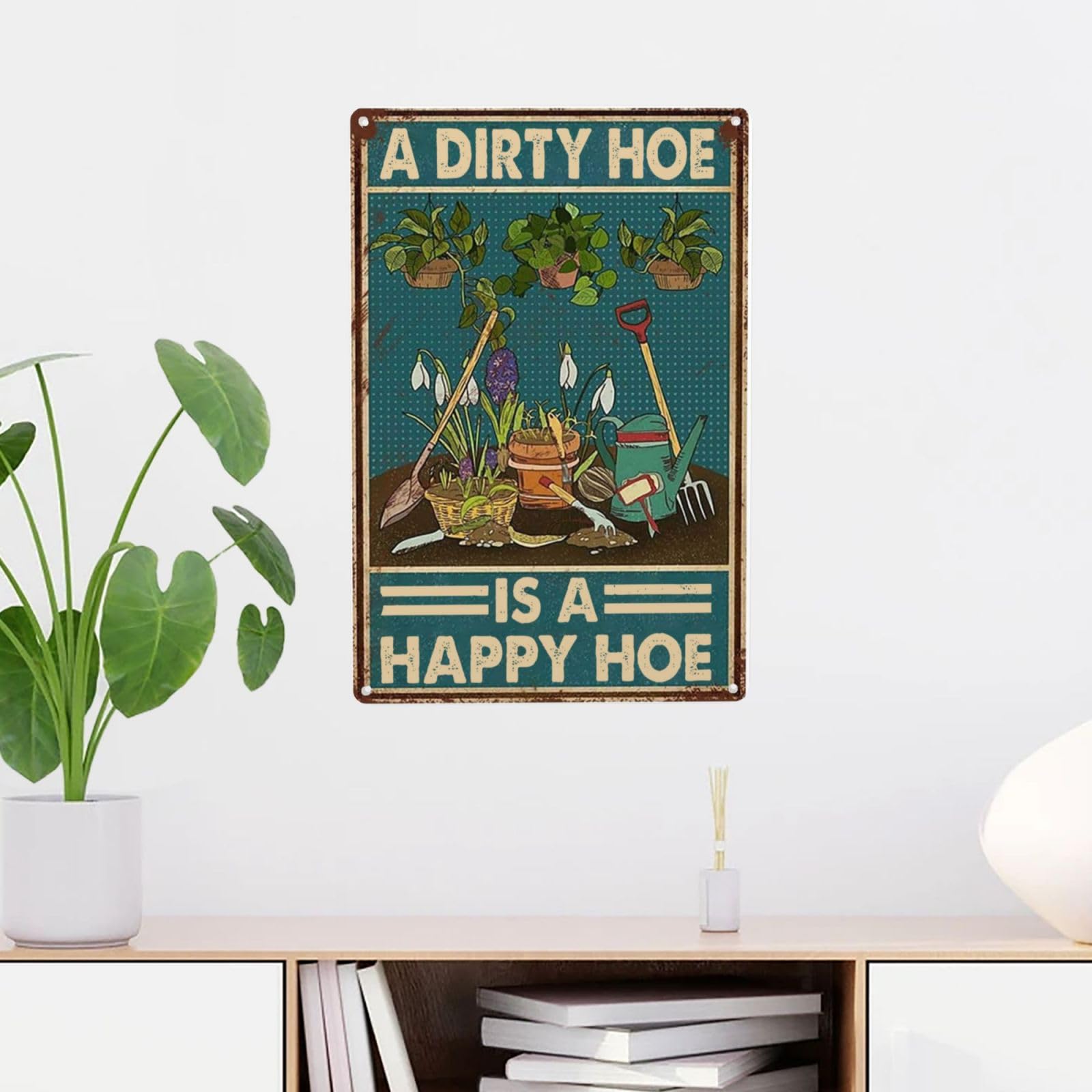 Retro Dirty Hoe Garden Supply Metal Tin Sign Vintage Coffee Wall Bar Decoración para el hogar 8x12 pulgadas Tin Sign Decoración de pared